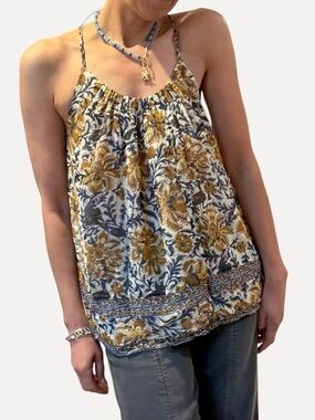 Lucky Brand Metallic Thread Floral Top New With Tags